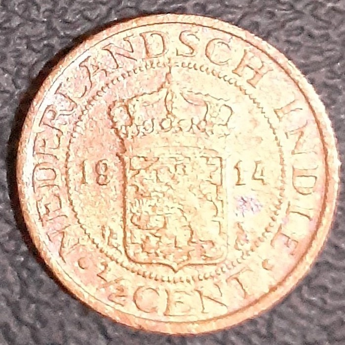 Uang kuno koin 1/2 Cent Nederlandsch Indie tahun 1914