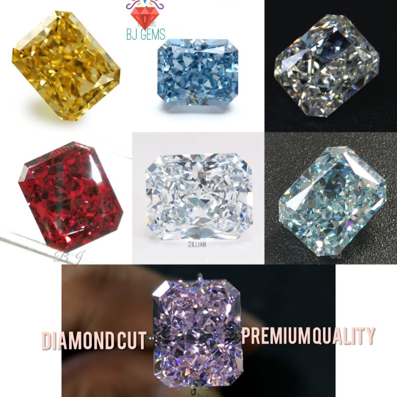 A8 Quality - PREMIUM American cz Berlian Replika Yellow Radiant Original Cut Simulate Diamond Cubic Zirconia