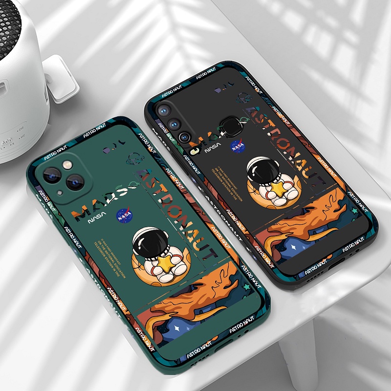 Soft Case TPU Motif Astronot Mars Dengan Lanyard Untuk Realme 10 Realme 8i C21Y C25Y C11 2021 C20 C15 C12 C25S C3 C2 C1 Realme5 5i 6i