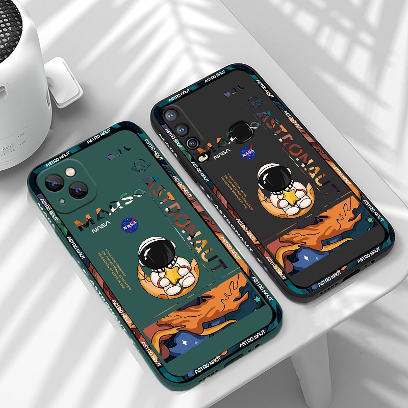 Soft Case TPU Motif Astronot Mars Dengan Lanyard Untuk Huawei Y6P Y7A Y6 Pro 2019 Nova 7i Nova5T 3i Y9S P30 Lite