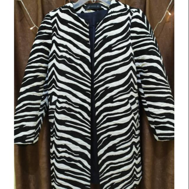 Zara Woman Coat Zebra Pattern Preloved
