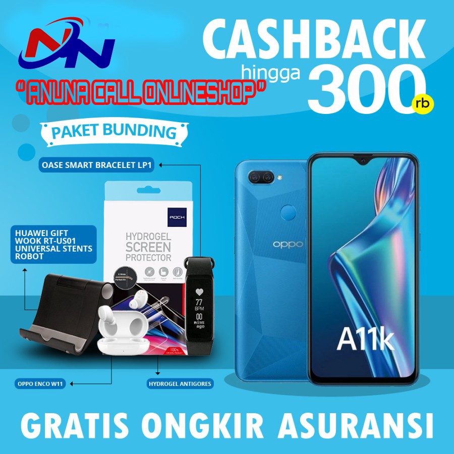 OPPO A11K 2/32GB Garansi Resmi Oppo A11 K 2 GB 32 GB Blue SIlver - NonBundle