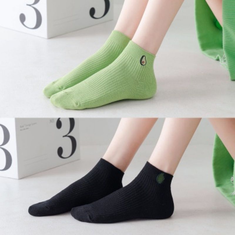 [COD] Kaos Kaki Garis Motif Alpukat Lucu Cute Import Kaos Kaki Pendek Wanita Kaos Kaki Katun Import