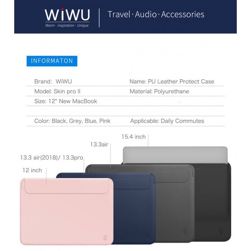 WIWU Skin Pro II - PU Leather Sleeve for MB 12-inch