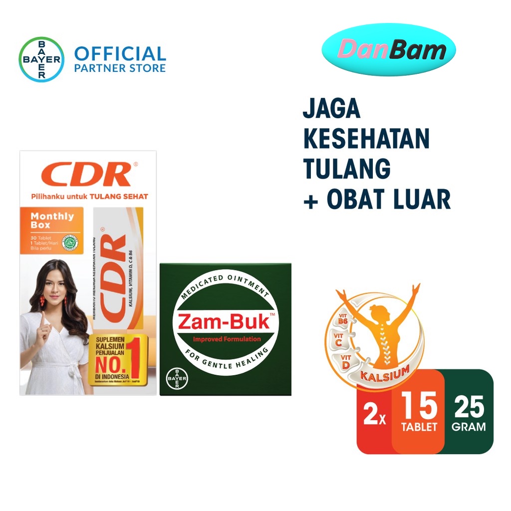 Paket Bulanan - CDR Suplemen Kalsium 30 Tablet &amp; Zambuk obat luar