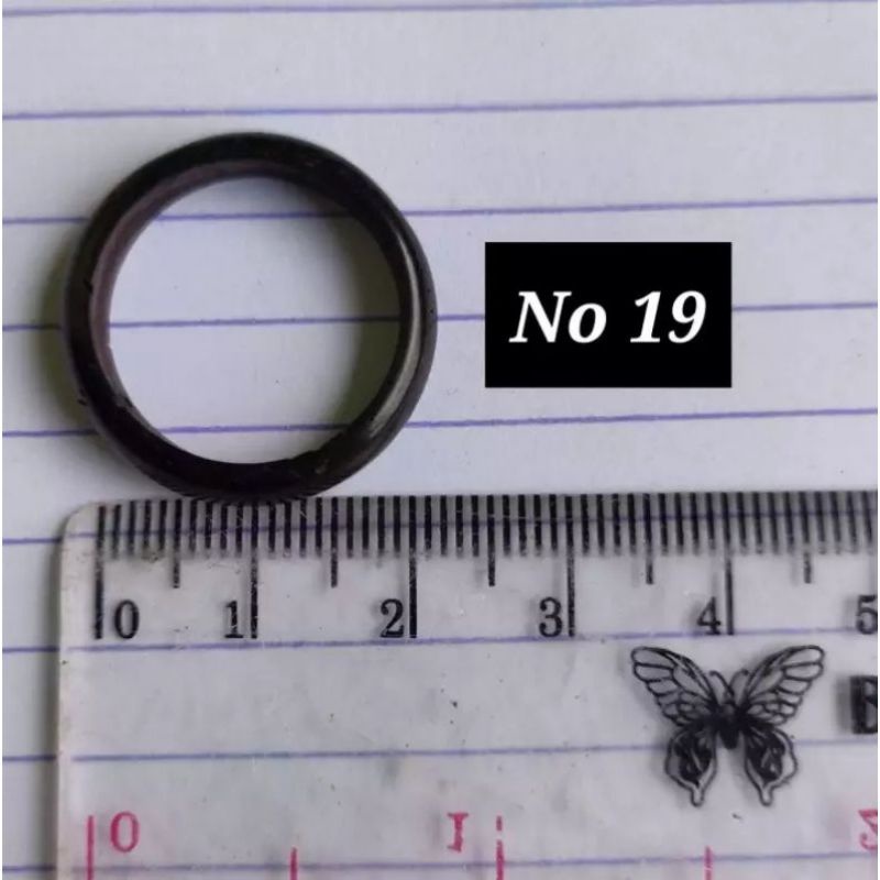 Cincin plat mata 5 hitam ukuran 19 kokka kaukah