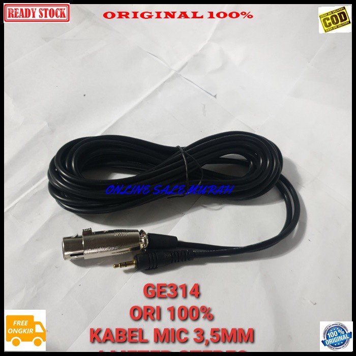 G314 ori 100% kabel mic jek 3,5mm mik jack mini stereo mm panjang 4 meter microphone G314   Dari Mic Shotgun ke DSLR/SLR Panjang kabel 4 meter Plus Jack XLR Female To Jack Mini Stereo 3,5mm Dari mic shotgun ke DSLR/SLR Iklan Sesuai Gambar Tinggal Pakai Si