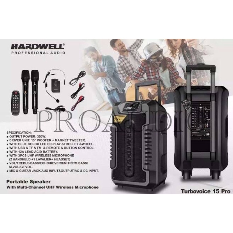 speaker portable meeting hardwell 15 inch turbovoice 15 pro original