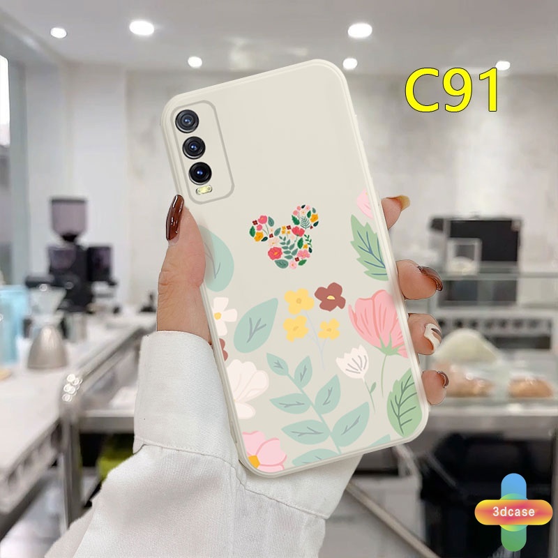 Soft Case VIVO Y12 Y12S Y20 Y91C Y21 2021 Y30 Y21S Y20S Y12i Y91 Y30i Y15S Y15A Y10 Y21T Y93 Y95 Y15 Y17 Y53 Y50 Y53S Y51 2020 Y51A Y33S Y1S Y11 Y31 Y20i Y91i Y90 Y51S Y12A A54 A15 A16 5 5i C3 C25 C12 A12 Cute Mickey Minnie Mouse Flower Anti-fall Case