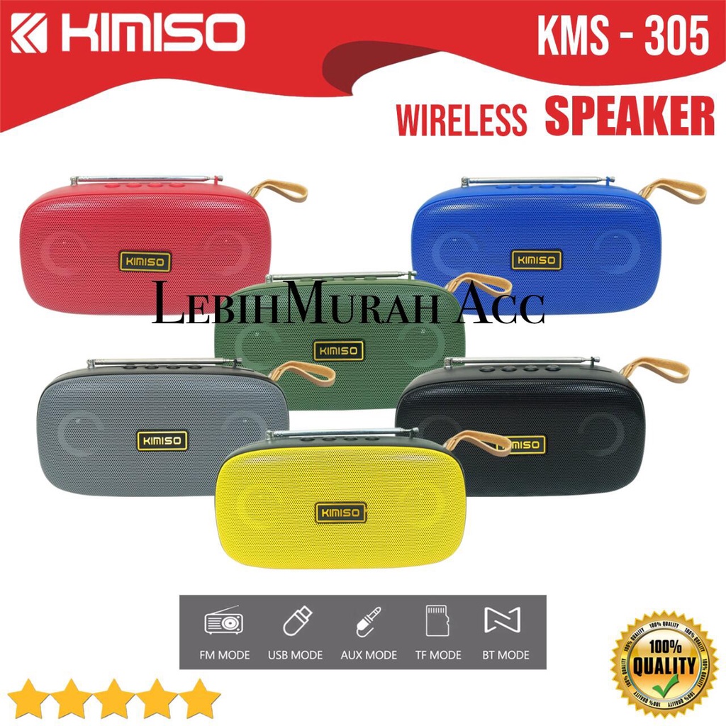 OSpeaker Bluetooh KIMISO KMS 305 Wireless Portabel High Bass Speaker Aktif Kimiso KM305 Stereo Original