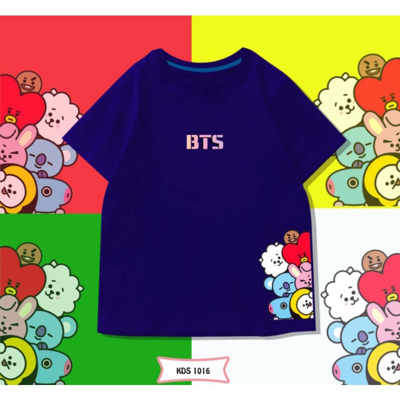 KAOS ANAK BTS CEWE COWO/LAOS ANAK BT21 UNISEX COTTON 24S ANTIBAKTERIAL