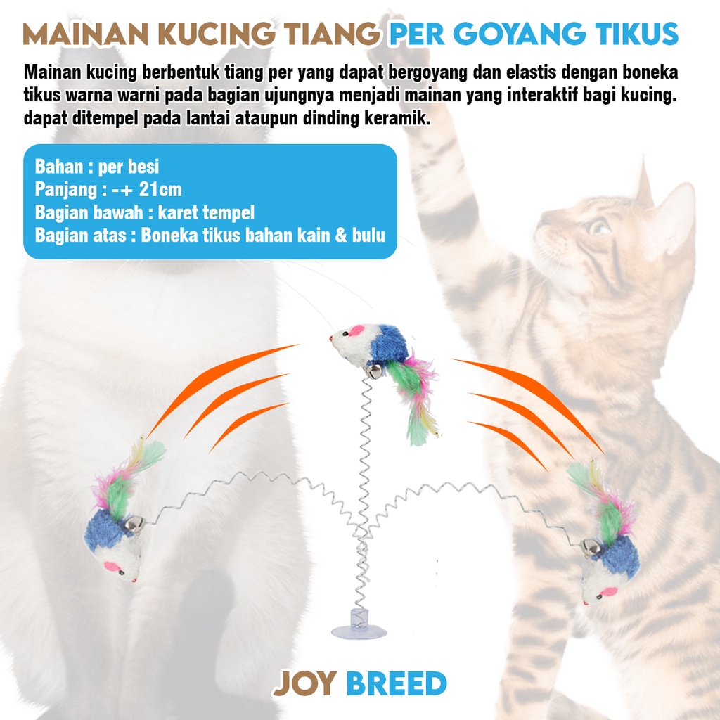 MAINAN KUCING TIANG PER GOYANG DENGAN BONEKA TIKUS WARNA WARNI MURAH | JOY BREED