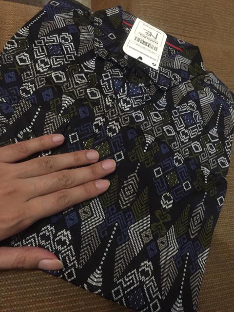 Kemeja Batik Pria Lengan Panjang Dan Pendek Long Batik Songket Navy Slimfit Murah Distro 6502