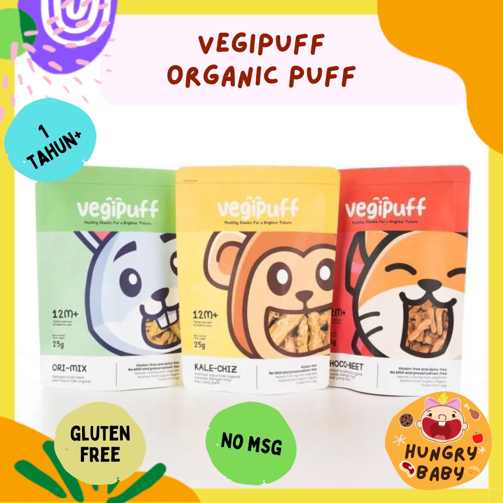 Vegipuff / Organic Snack Camilan Anak Bayi 1 th+ / NO MSG / Cemilan Sehat Organik / 25 g