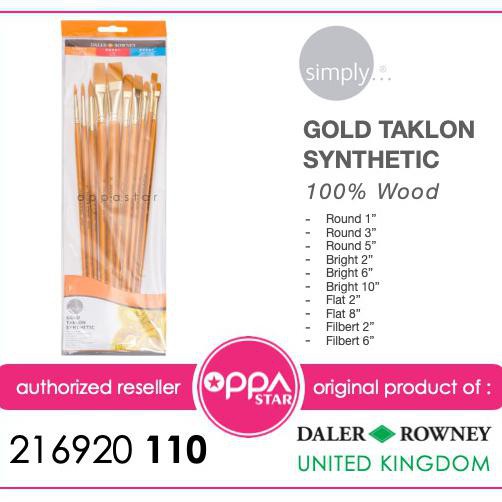 

Promo! Daler Rowney Brush Set 110 Acrylic Gold Taklon Set 10 - Kuas Lukis Terpercaya