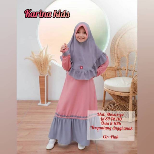 Karina syari kids/Sn04/baju gamis anak terbaru/termurah-baju ngaji anak Untuk Umur 8-10 tahun