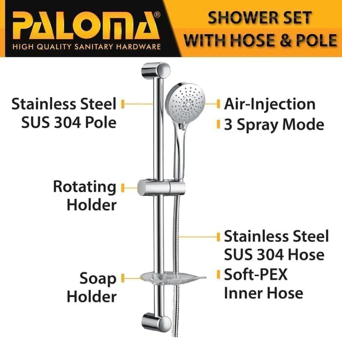 PALOMA FCP 6276 SSP 1106 Paket Keran Cabang Shower Set Tiang