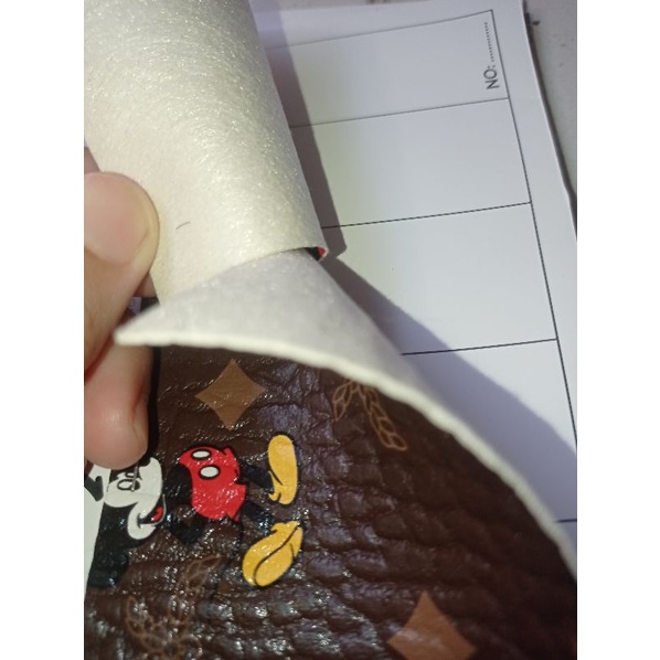 Bahan Kulit Imitasi/Kulit sintetis meteran/Semi kulit PU tipis meteran motif mickey