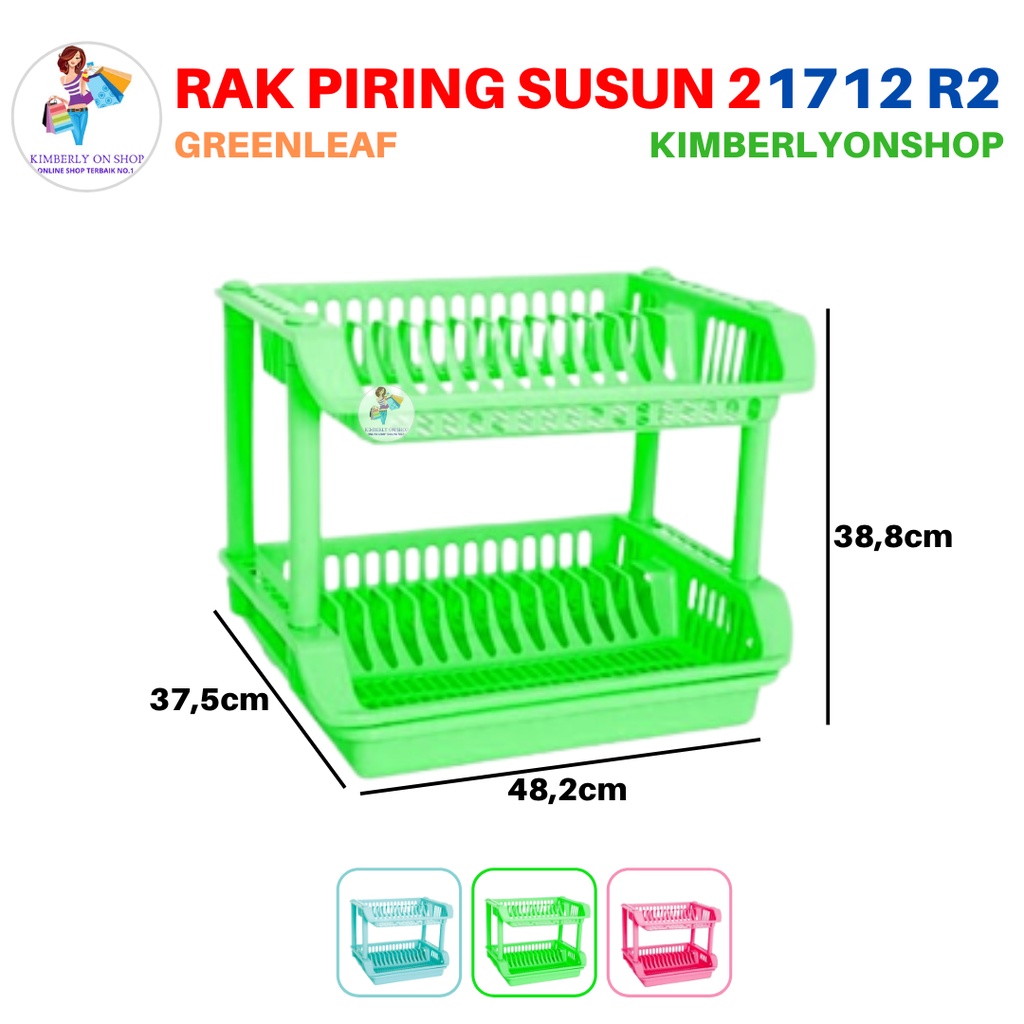 Rak Piring Emerald Dengan Nampan Susun 2 1712 R2 Green Leaf