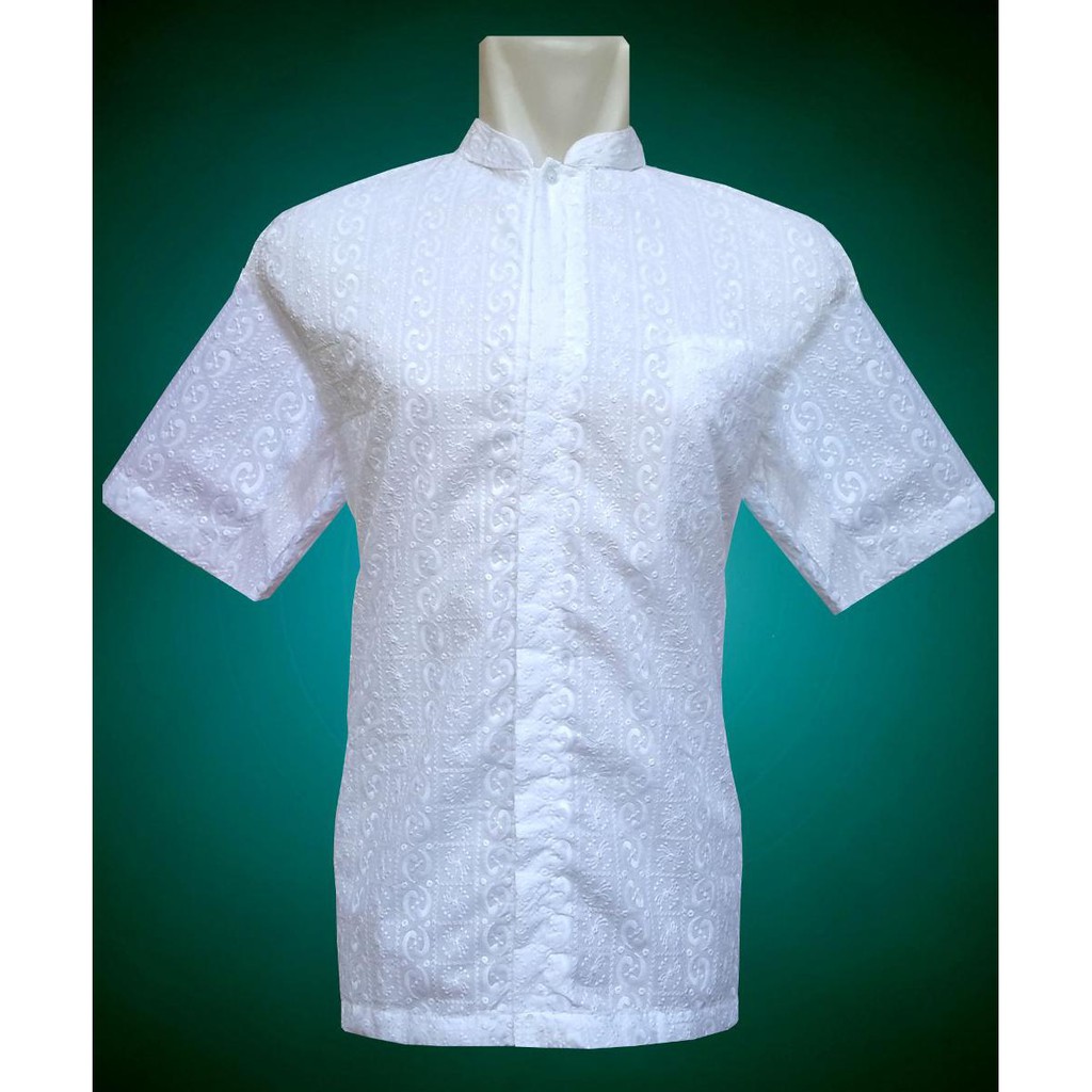 Murah Meriah Baju Koko Tgn Pendek Putih Full Bordir Motif Tilde