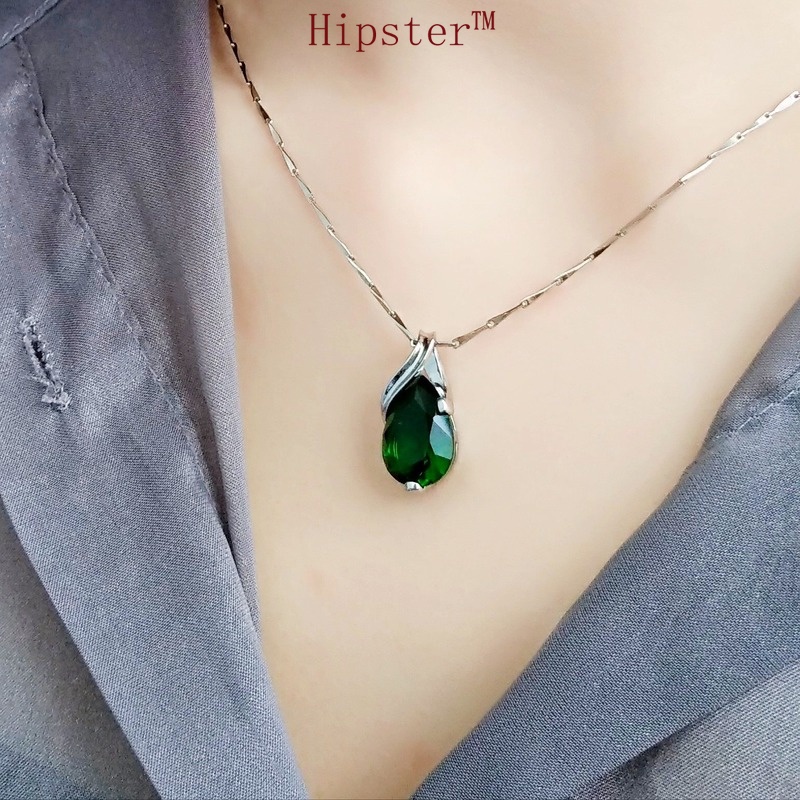 Retro Natural Emerald Dignified Pendant Personality Simple Necklace