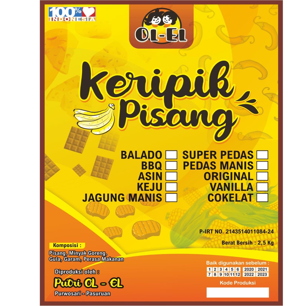 

Keripik Pisang OL-EL I Aneka Rasa l Cemilan Murah Meriah