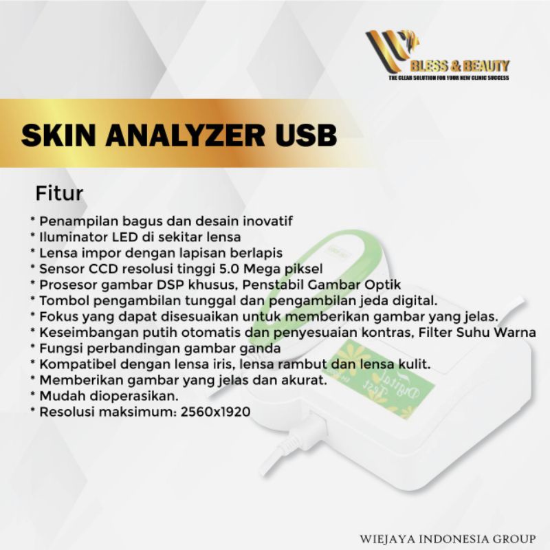 Alat Kecantikan Skin Analyzer USB Portable Analisis Scanner Green Digital