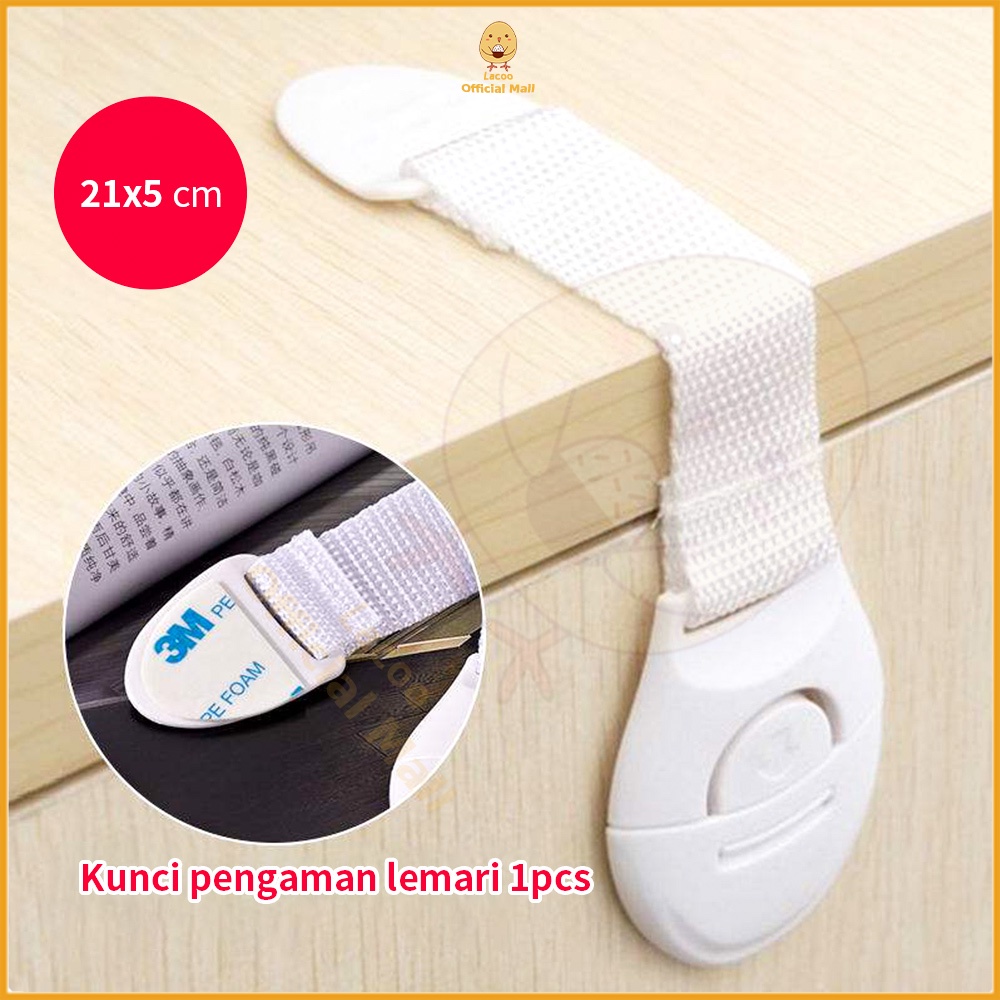 Lacoo Kunci kulkas pengaman anak plastik Kunci lemari kayu 1PCS