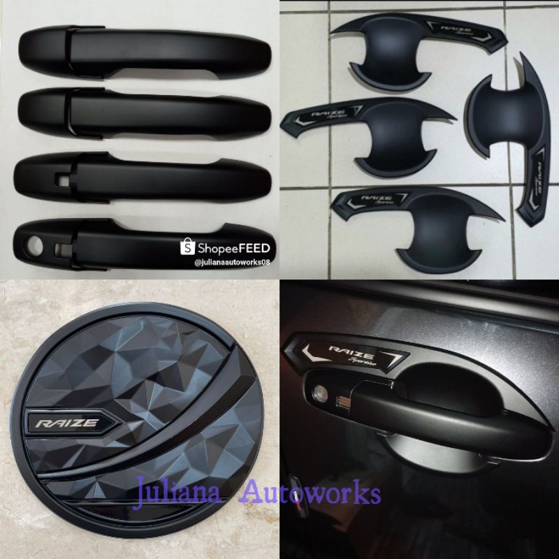 Paket Outer handle Tank cover all new Toyota Raize hitam doff