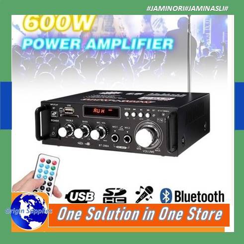 Power Ampli Amplifier Bluetooth Karaoke Home Theater FM Radio 600W