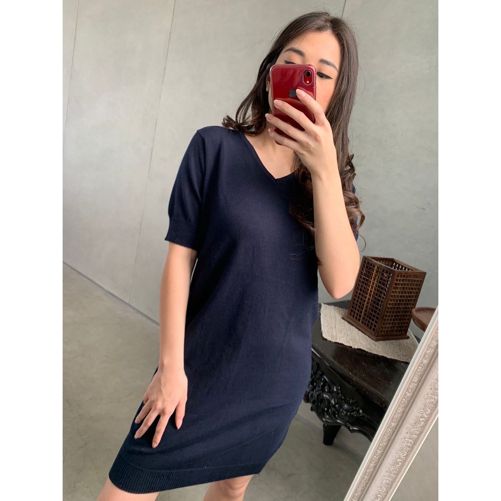 Dress Syasa Cotton Knit - Casual Dress Polos Rajut Wanita NBN (1640)