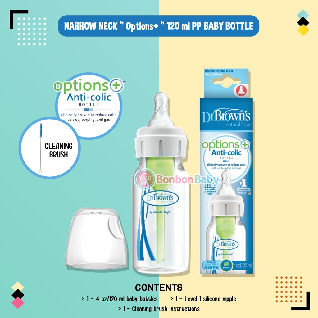 Dr Brown's Bottle Standard Option+ 120ml ( 41005 ) / botol susu bayi