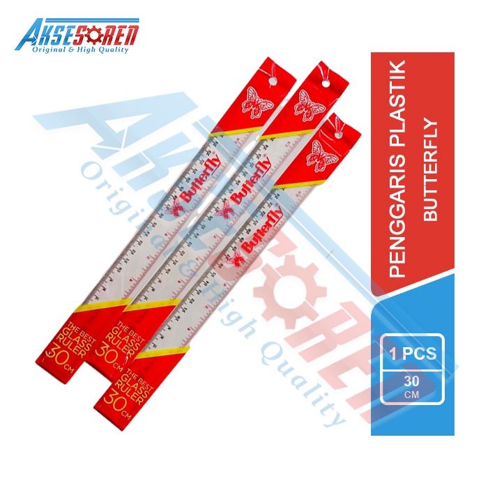 

Penggaris Plastik Panjang Butterfly [30 cm] / Mistar Alat Ukur Garisan
