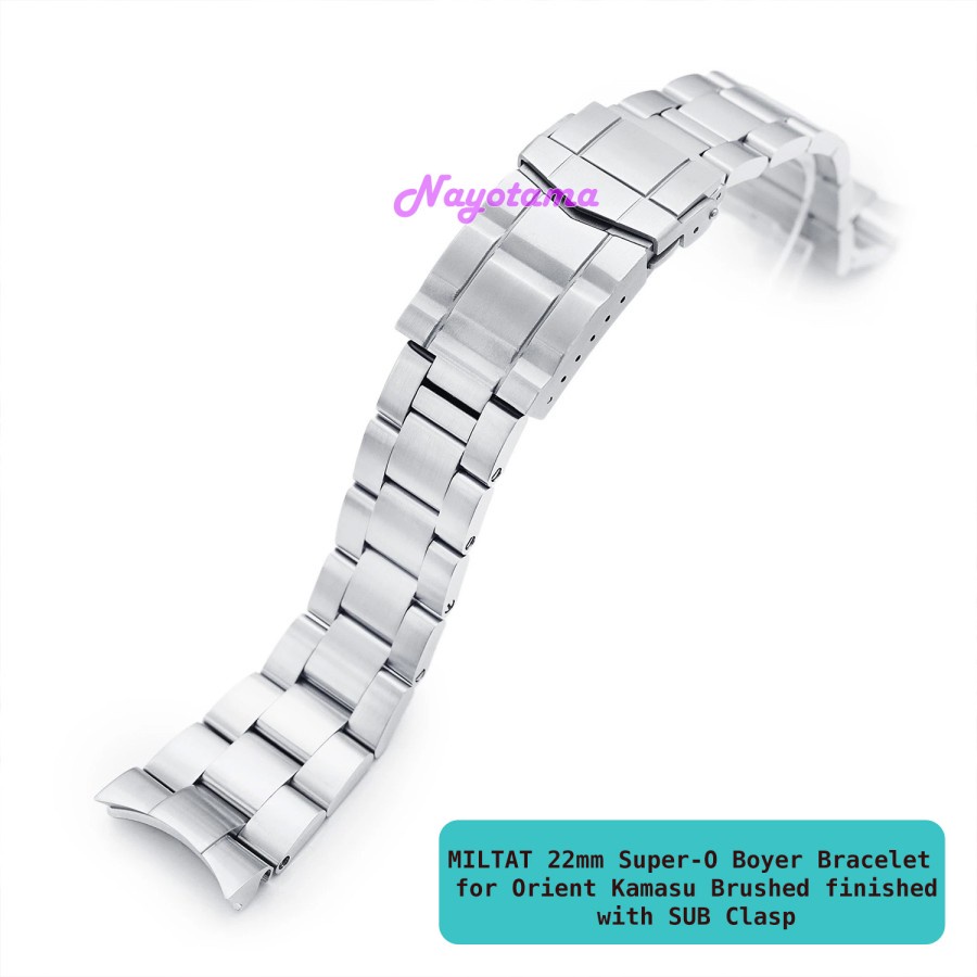 22mm MILTAT Super-O Boyer Oyster Rantai for Orient Kamasu SUB Clasp