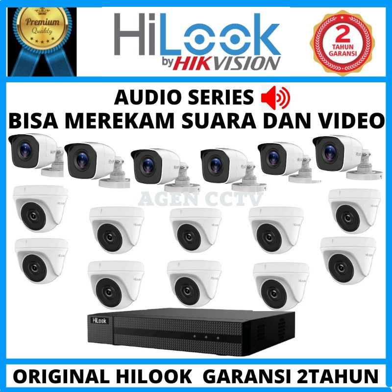 PAKET CCTV HILOOK AUDIO 16 CHANNEL 16 KAMERA 2MP 1080P BISA MEREKAM SUARA DAN VIDEO