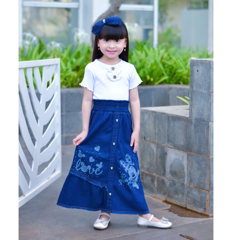 ROK JEANS PANJANG ANAK PEREMPUAN littlepony minnie mouse/ROK MUSLIM ANAK PEREMPUAN /ROK JEANS PANJANG