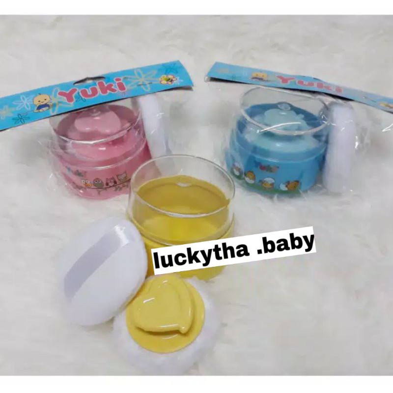 tempat bedak yuki double puff / tempat bedak bayi satuan