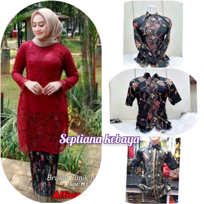 kebaya couple batik/ batik couple kebaya jumbo/ setelan kebaya brokat kurung tunik jumbo/ rok batik