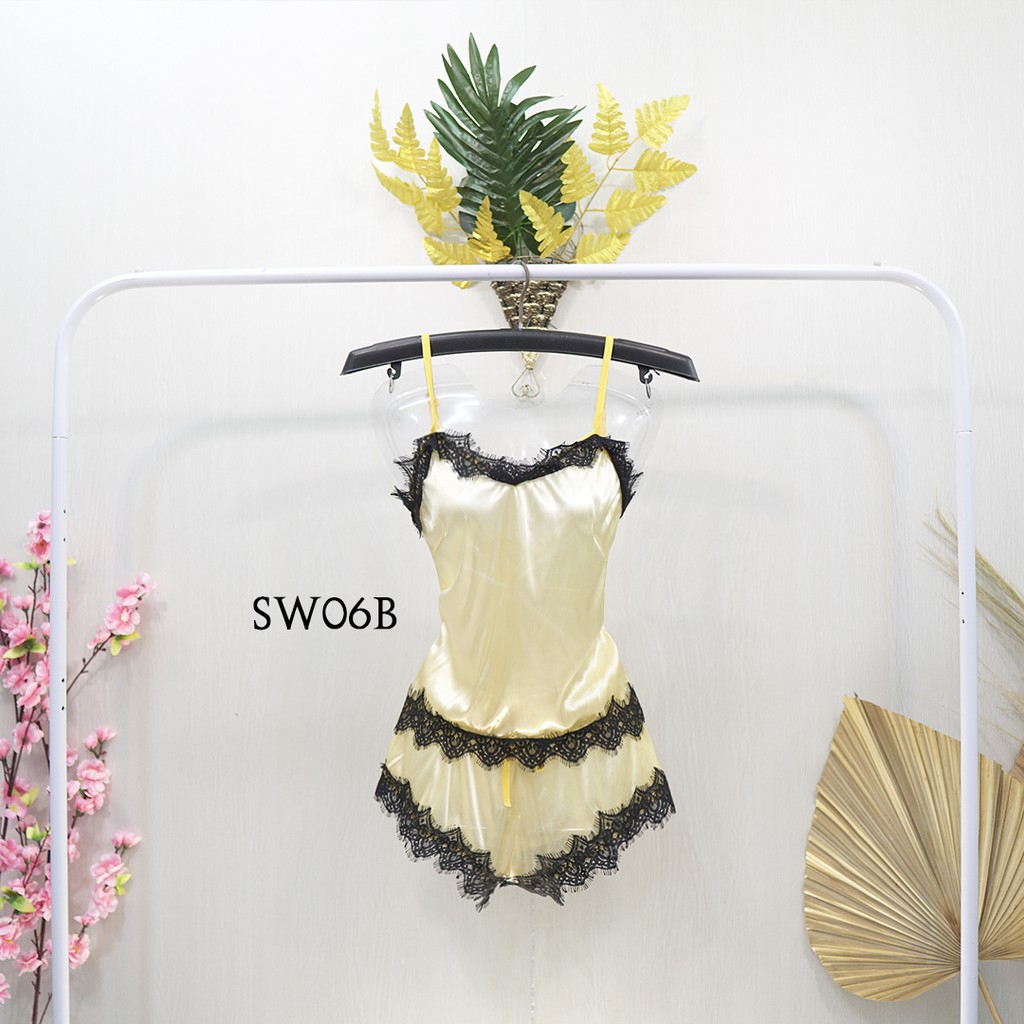 [PALING MURAH] PIYAMA TANKTOP BAJU TIDUR SEXY LINGERIE SEKSI KUNING SW06B