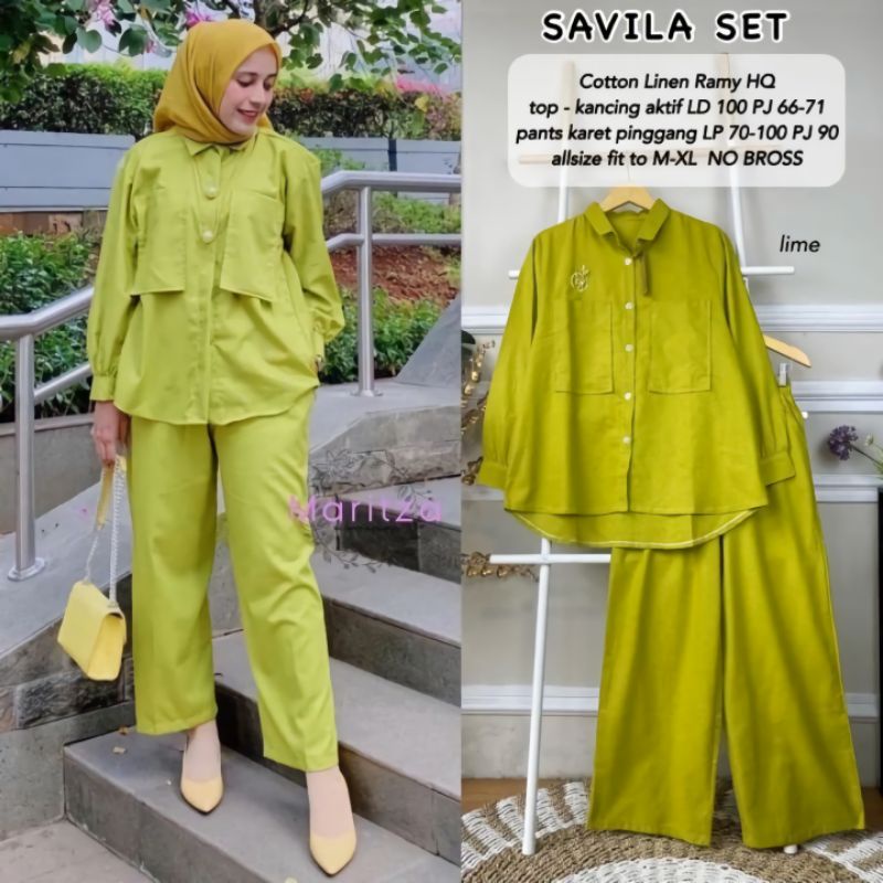 SAVILA SET MUSLIMAH LINEN RAMI/SETELAN TUNIK &amp; PANTS DIANA SET/SETELAN REMAJA CELANA HIGHT WAIST &amp; ATASAN KEMEJA/FAR MOSLEMSTORE