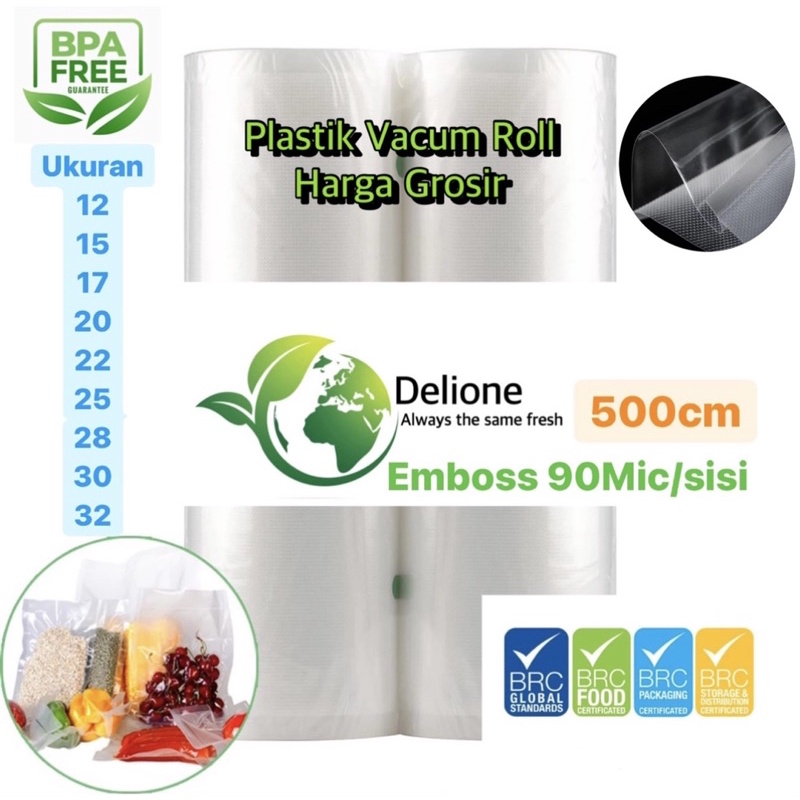 ROLL Plastik Vacum / vacuum pembungkus makanan emboss Tebal seal