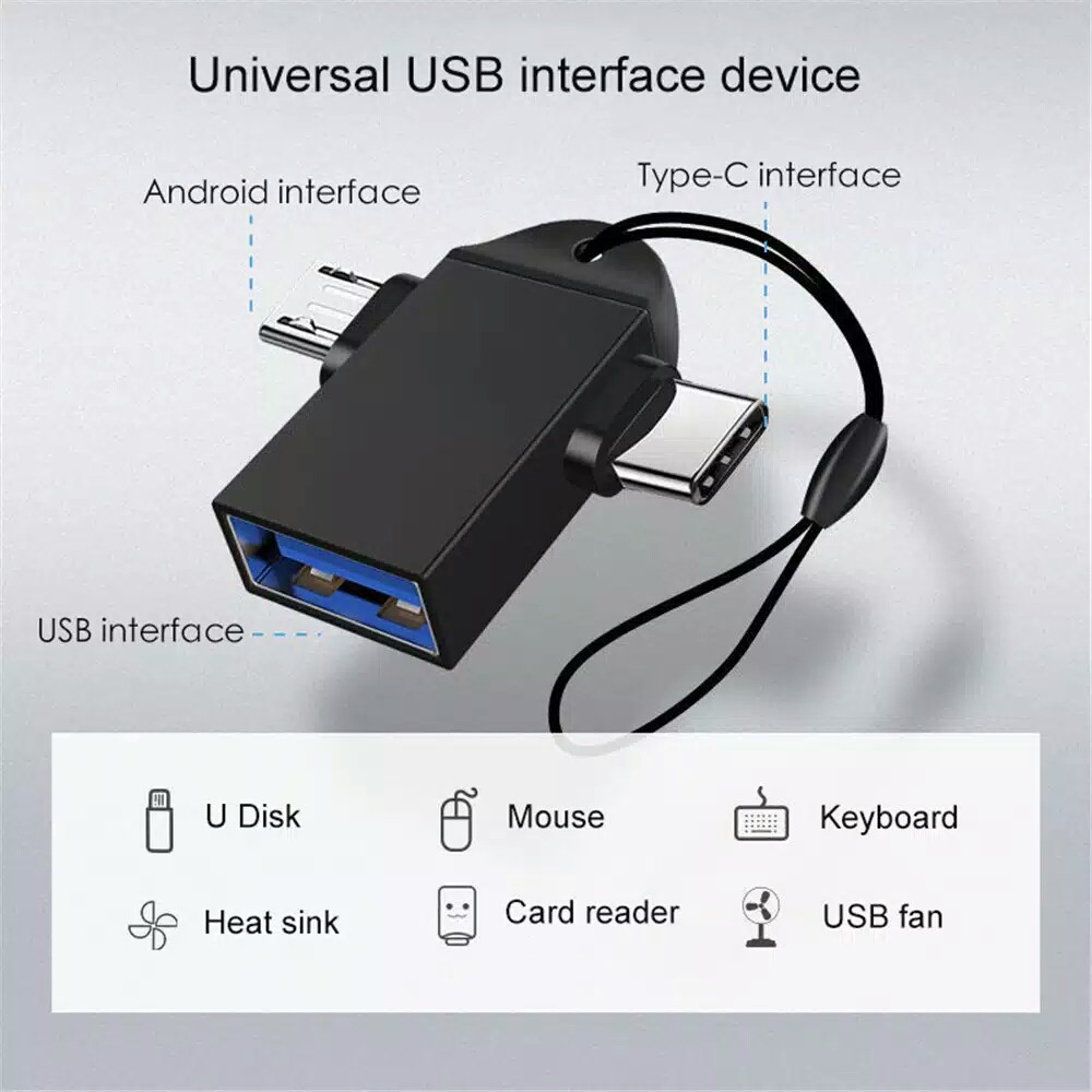 [WS] OTG Type C Adapter 2 In 1 Micro USB C 3.0 Flash Disk/Mouse Konektor Untuk Android Smartphone