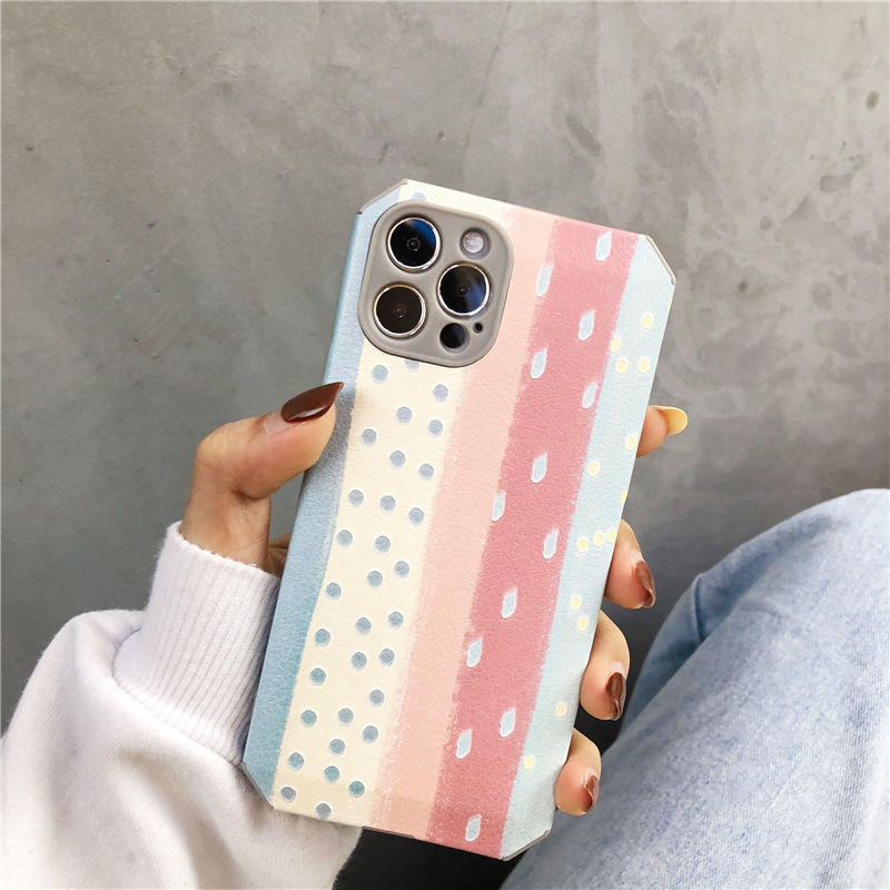 Case Bahan Kulit PU Motif Pelangi Untuk iPhone 12promax 7 8 Plus SE X XS XR XSMAX 11 11promax 12