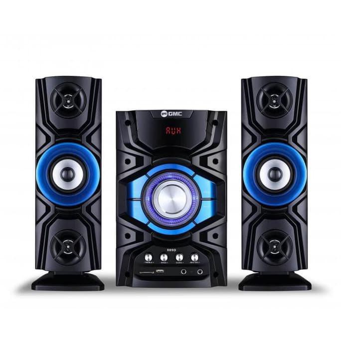 Super Sale Speaker GMC Salon Aktif Bluetooth Karaoke USB Memori Speker Radio Baru - Biru Ready Stock