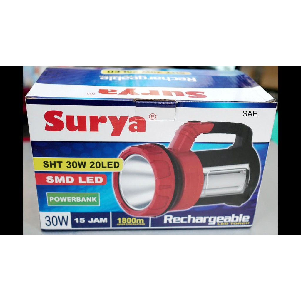 Senter lampu LED Surya SHT 30W Emergency 20LED White with POWER BANK senter jumbo besar 30 watt