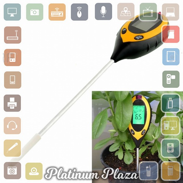 YIERYI Alat Pengukur 4 in 1 Temperature &amp; Kelembaban Tanah Soil Moist PH Analyzer - T`123XSM-- Black