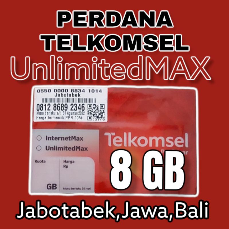 [EXP. AGUSTUS 2022] TELKOMSEL UNLIMITED MAX 8GB KUOTA UNLIMITED/HIBURAN MAX