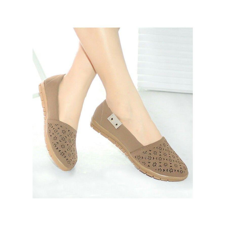 Import Flat Shoes Wanita Cewek Tory Burch Minnie Perfect Navy Go  XT798 Flat  Shoes  Laser  Queen  B