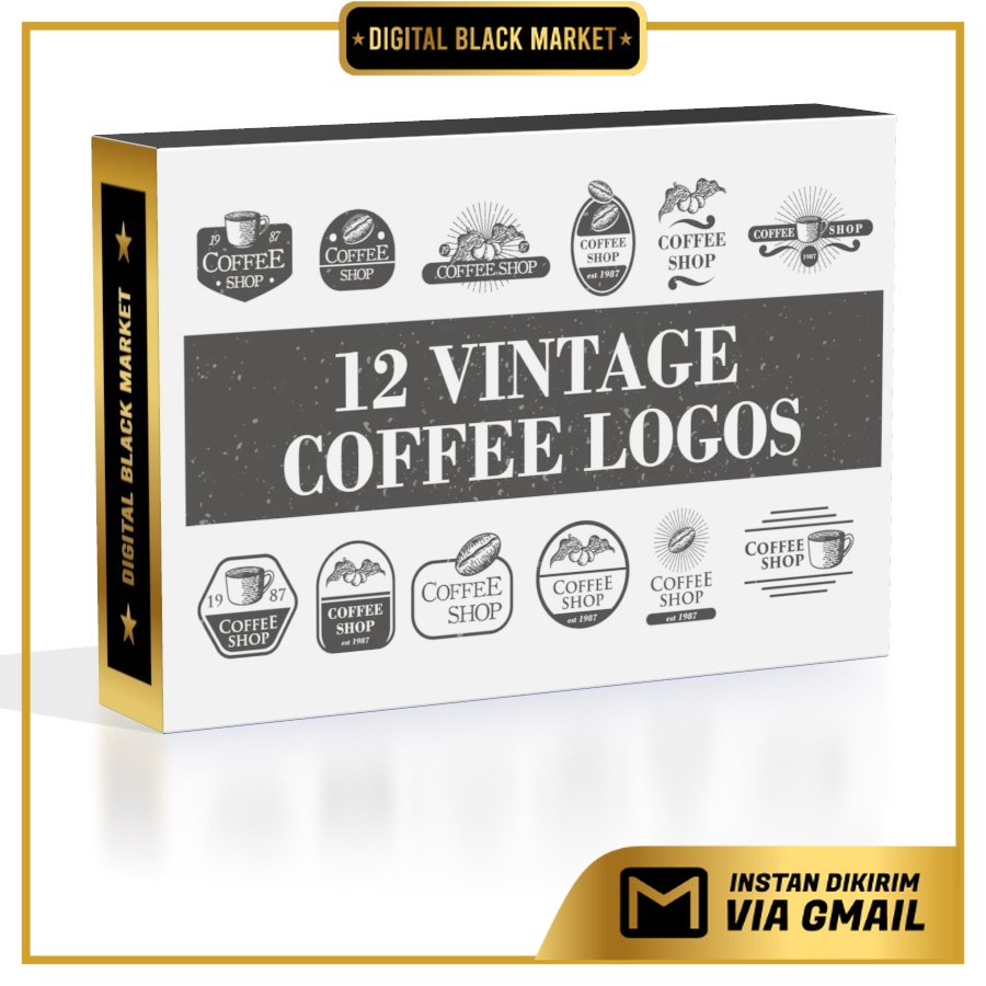 12 Vintage Coffee Logos and Badges - Photoshop &amp; Illustrator