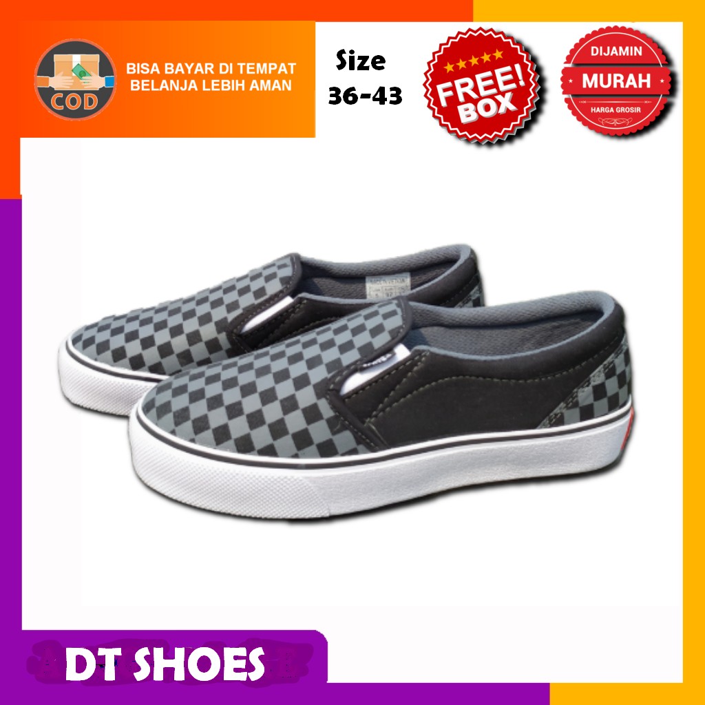 SEPATU VANS SLIP ON SLIPON SLOP CATUR ABU